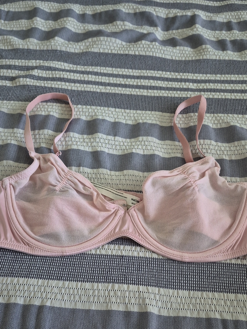 Free People Soft Pink Underwire Mesh Bra with Adjustable Straps
